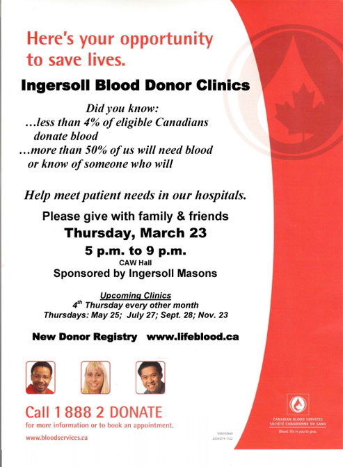 Ingersoll Blood Donor Clinics